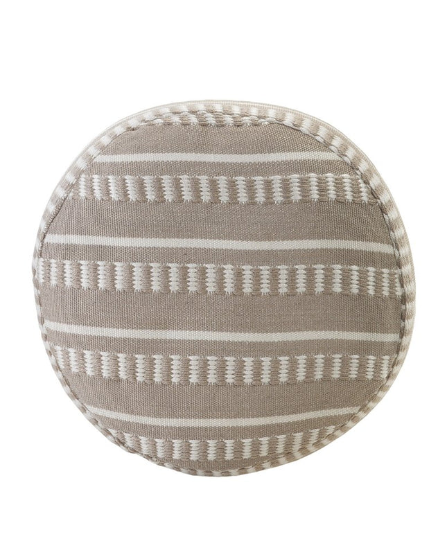 20" Green Polyester Round Striped Indoor Outdoor Pouf Ottoman
