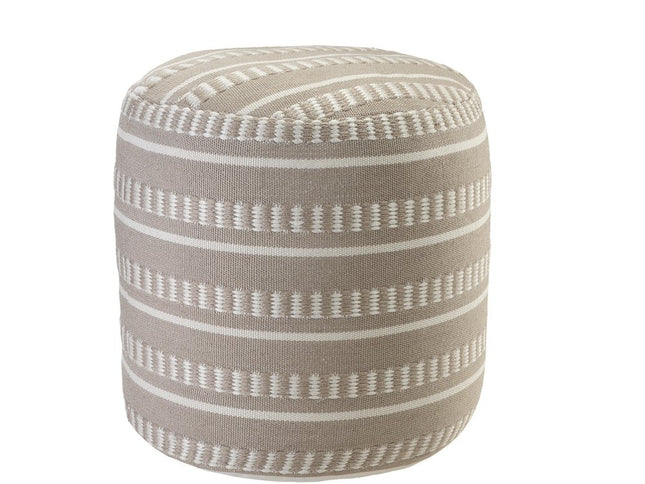 20" Green Polyester Round Striped Indoor Outdoor Pouf Ottoman