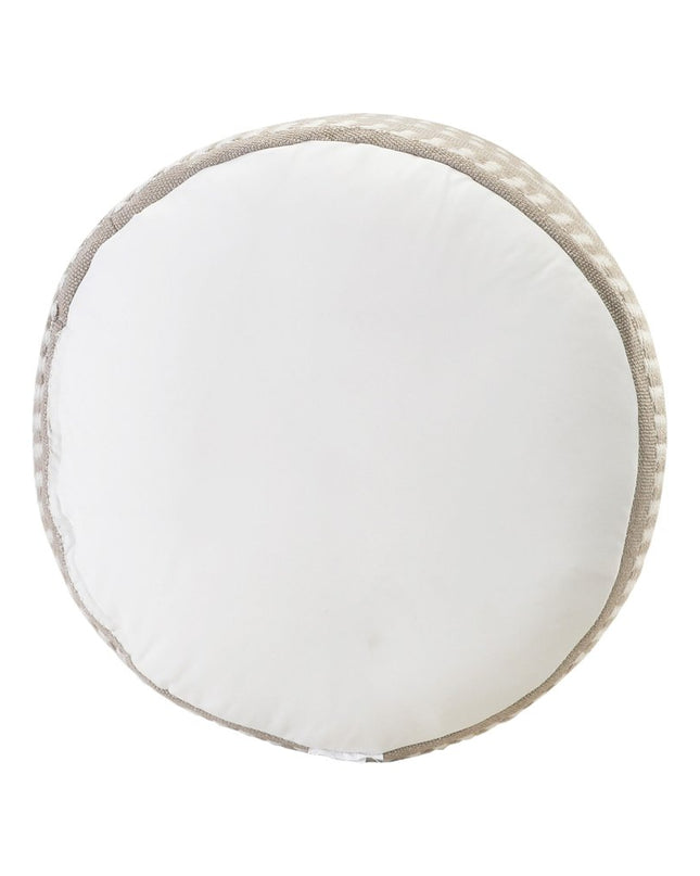 20" Green Polyester Round Striped Indoor Outdoor Pouf Ottoman