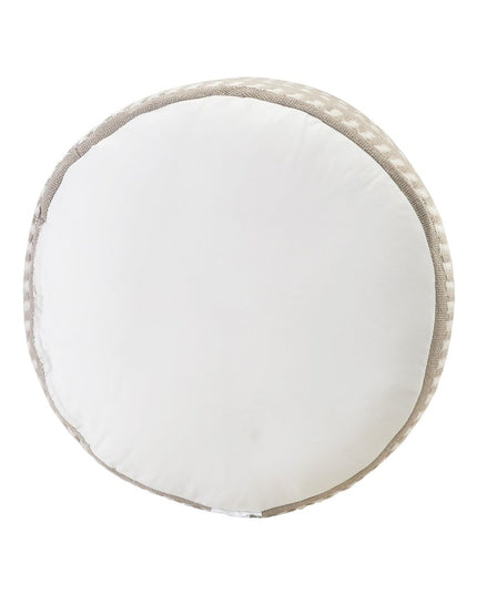 20" Green Polyester Round Striped Indoor Outdoor Pouf Ottoman