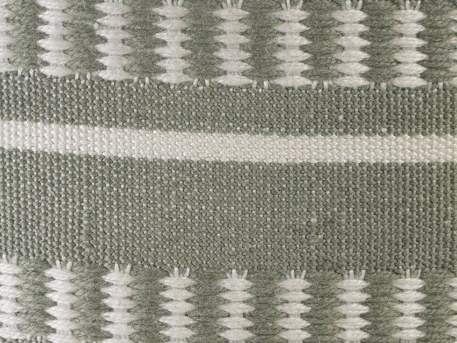 20" Green Polyester Round Striped Indoor Outdoor Pouf Ottoman