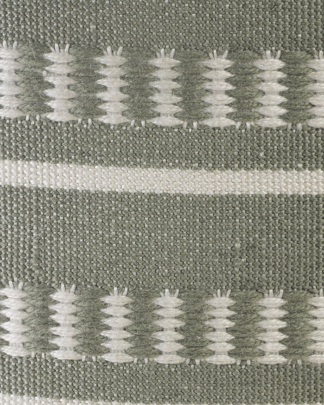 20" Green Polyester Round Striped Indoor Outdoor Pouf Ottoman