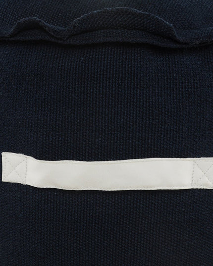 20" Blue Polyester Round Patchwork Indoor Outdoor Pouf Ottoman