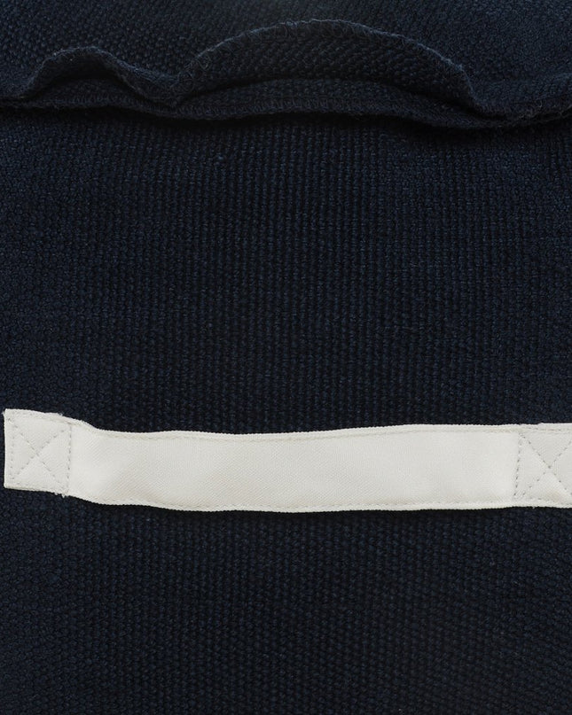 20" Blue Polyester Round Patchwork Indoor Outdoor Pouf Ottoman