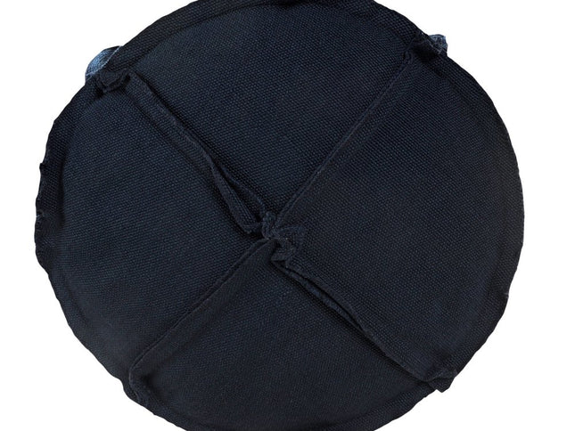 20" Blue Polyester Round Patchwork Indoor Outdoor Pouf Ottoman
