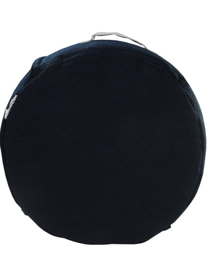 20" Blue Polyester Round Patchwork Indoor Outdoor Pouf Ottoman
