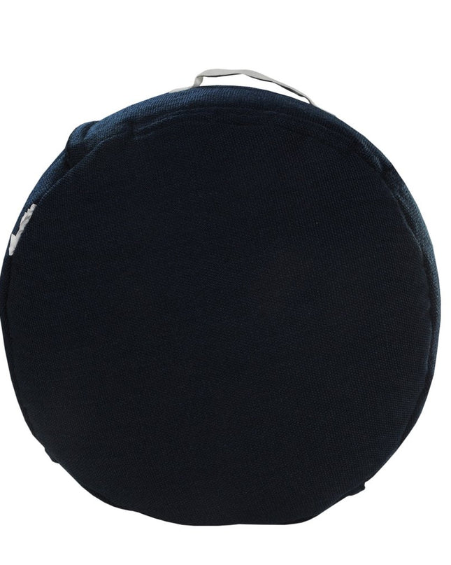 20" Blue Polyester Round Patchwork Indoor Outdoor Pouf Ottoman