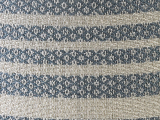 20" Blue Polyester Round Striped Indoor Outdoor Pouf Ottoman