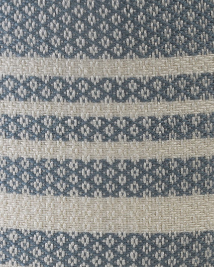 20" Blue Polyester Round Striped Indoor Outdoor Pouf Ottoman