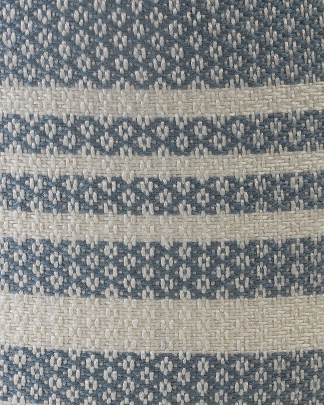 20" Blue Polyester Round Striped Indoor Outdoor Pouf Ottoman