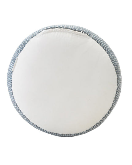 20" Blue Polyester Round Striped Indoor Outdoor Pouf Ottoman