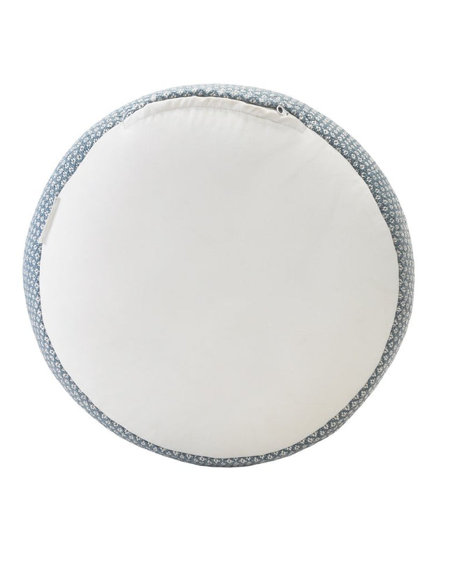 20" Blue Polyester Round Striped Indoor Outdoor Pouf Ottoman