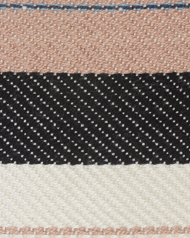 20" White Polyester Striped Indoor Outdoor Pouf Ottoman