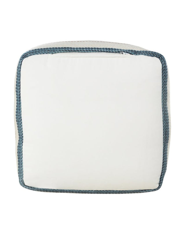 20" White Polyester Striped Indoor Outdoor Pouf Ottoman