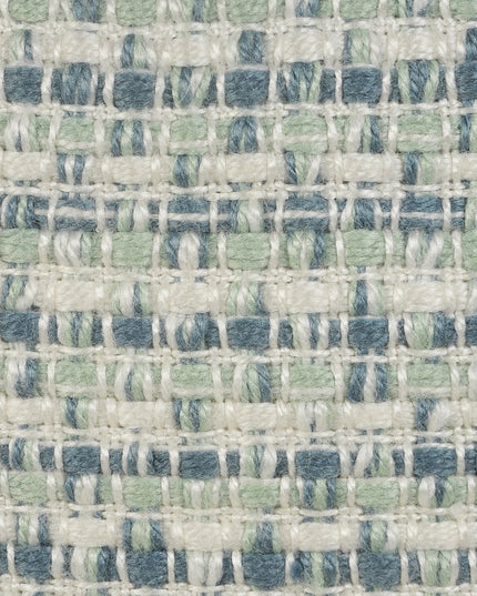 20" Blue Polyester Round Geometric Indoor Outdoor Pouf Ottoman