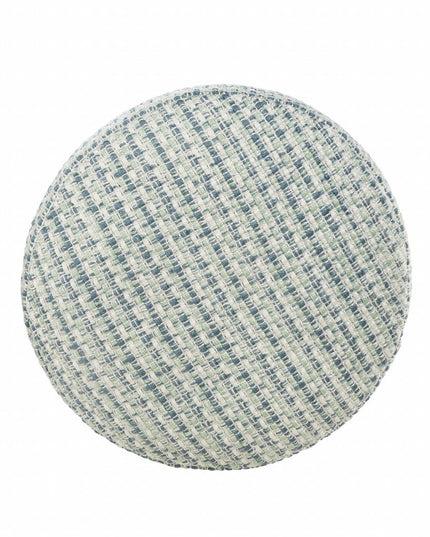 20" Blue Polyester Round Geometric Indoor Outdoor Pouf Ottoman