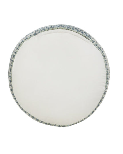 20" Blue Polyester Round Geometric Indoor Outdoor Pouf Ottoman