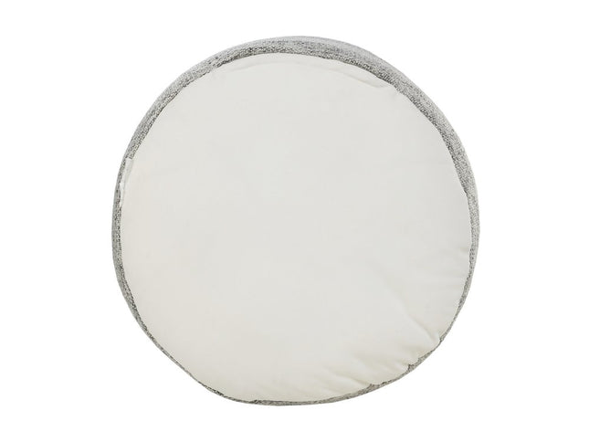 18" Gray Polyester Round Striped Indoor Outdoor Pouf Ottoman