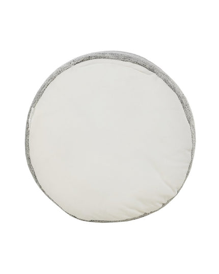 18" Gray Polyester Round Striped Indoor Outdoor Pouf Ottoman