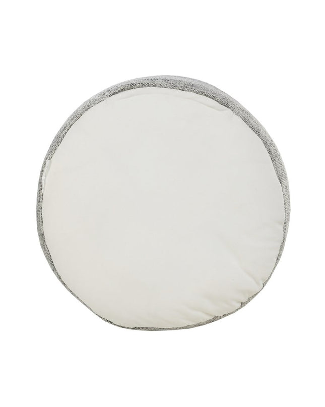 18" Gray Polyester Round Striped Indoor Outdoor Pouf Ottoman