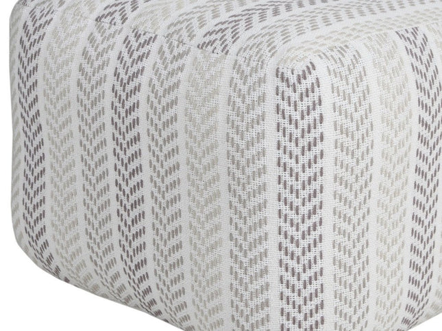 18" Gray And White Cotton Chevron Pouf Ottoman