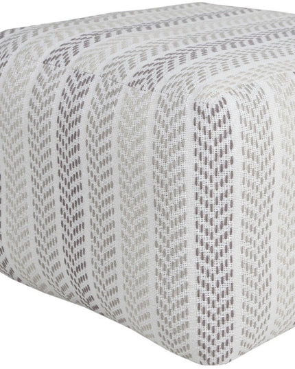 18" Gray And White Cotton Chevron Pouf Ottoman