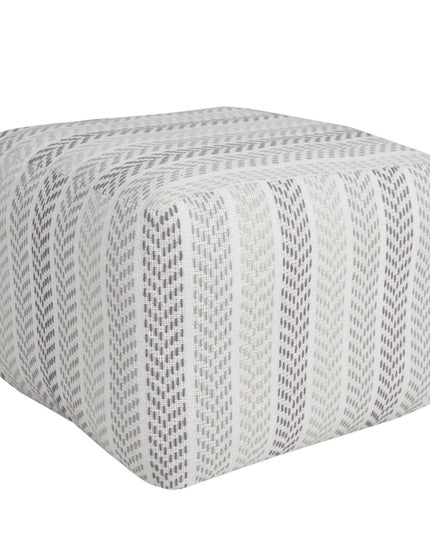 18" Gray And White Cotton Chevron Pouf Ottoman
