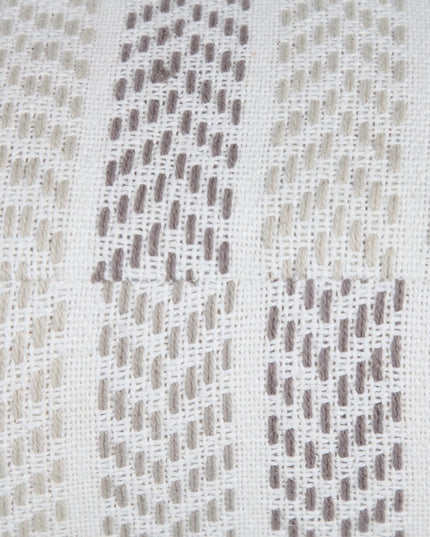 18" Gray And White Cotton Chevron Pouf Ottoman