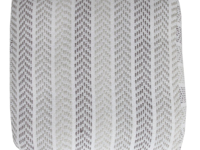 18" Gray And White Cotton Chevron Pouf Ottoman