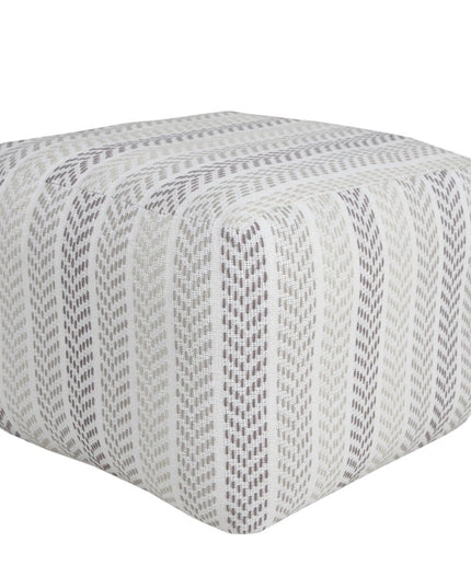 18" Gray And White Cotton Chevron Pouf Ottoman