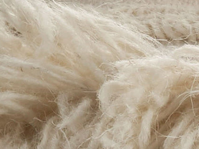 18" Ivory Cotton Round Striped Pouf Ottoman