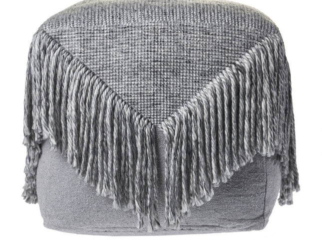 18" Gray Wool Cotton Blend Pouf Ottoman