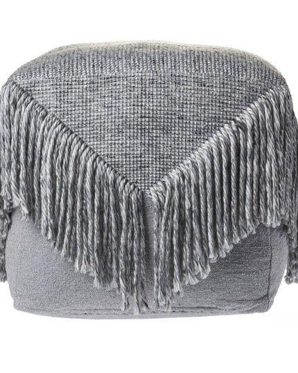 18" Gray Wool Cotton Blend Pouf Ottoman