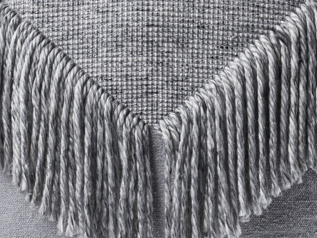 18" Gray Wool Cotton Blend Pouf Ottoman