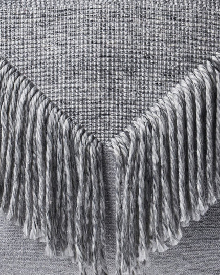 18" Gray Wool Cotton Blend Pouf Ottoman