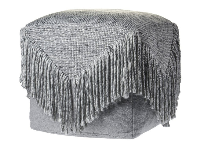 18" Gray Wool Cotton Blend Pouf Ottoman