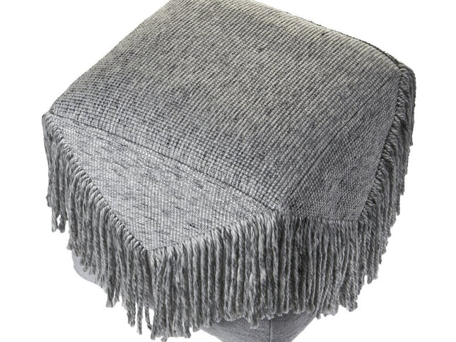 18" Gray Wool Cotton Blend Pouf Ottoman