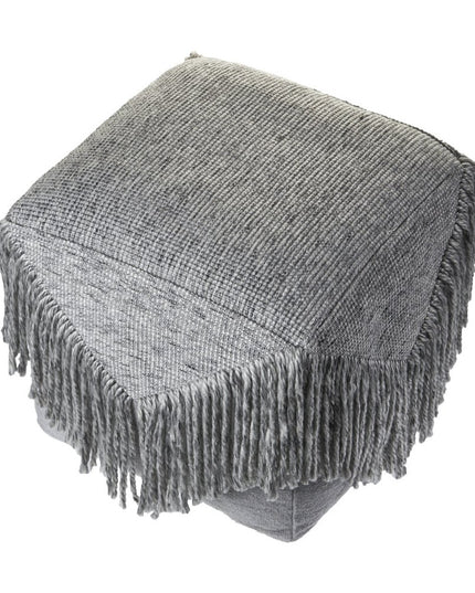 18" Gray Wool Cotton Blend Pouf Ottoman