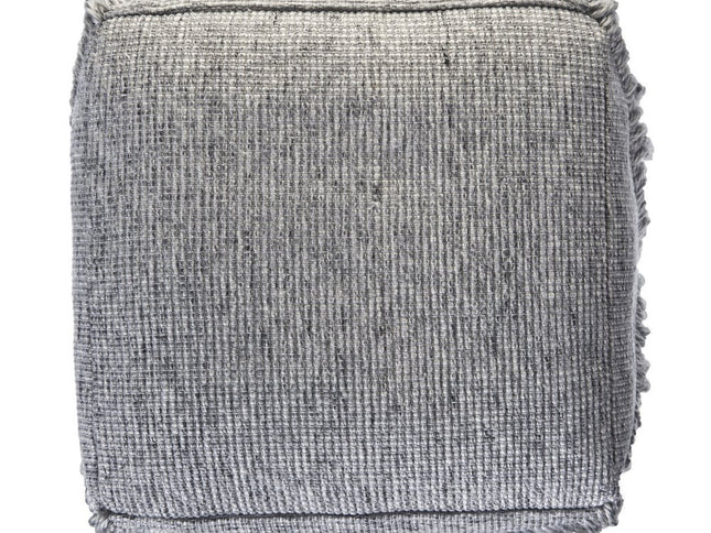 18" Gray Wool Cotton Blend Pouf Ottoman