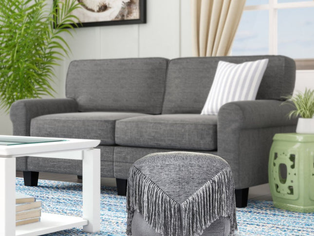 18" Gray Wool Cotton Blend Pouf Ottoman