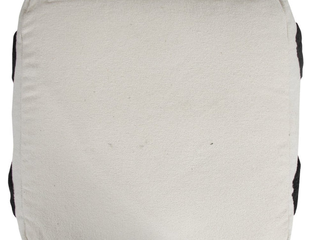 18" White Cotton Geometric Pouf Ottoman