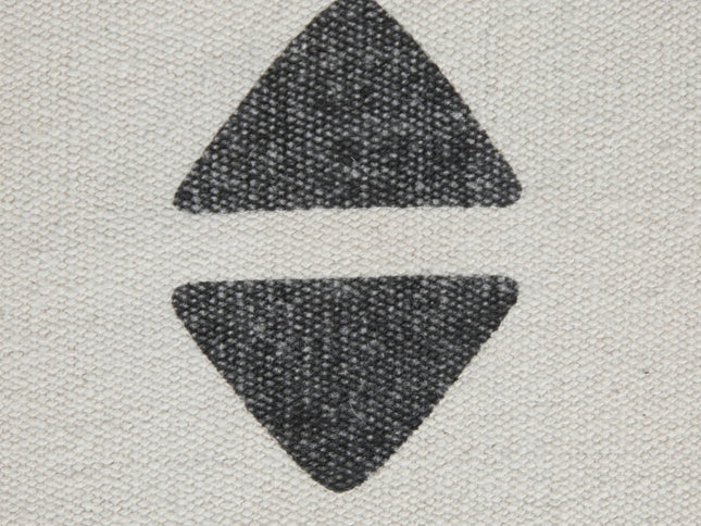 18" White Cotton Geometric Pouf Ottoman