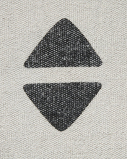 18" White Cotton Geometric Pouf Ottoman