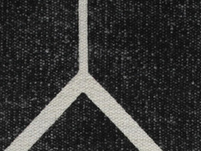 18" Black Cotton Geometric Pouf Ottoman