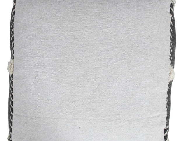 18" Black Cotton Geometric Pouf Ottoman