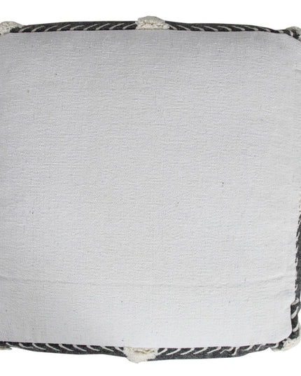 18" Black Cotton Geometric Pouf Ottoman