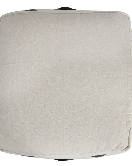 18" White Cotton Geometric Pouf Ottoman