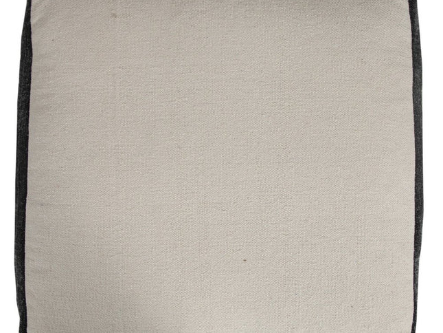 18" Black Cotton Geometric Pouf Ottoman