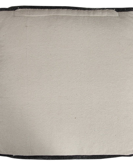 18" Black Cotton Geometric Pouf Ottoman