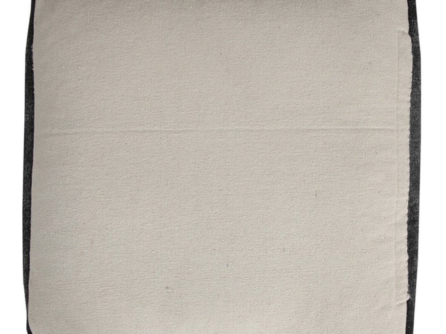 18" Black Cotton Geometric Pouf Ottoman